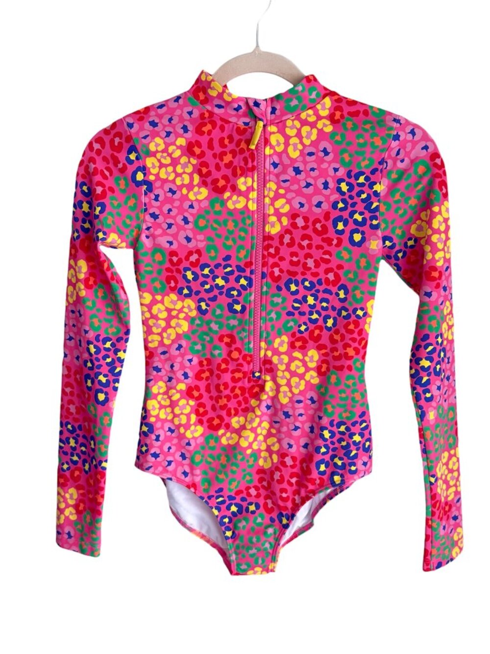 Mini Boden Pink Leopard Rash Guard One Piece Swimsuit Girls Size 12-13 NWT